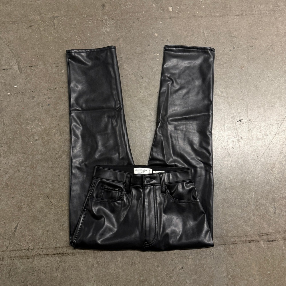 Abercrombie & Fitch Ankle Straight Ultra High Rise Vegan Leather Pants 25 0